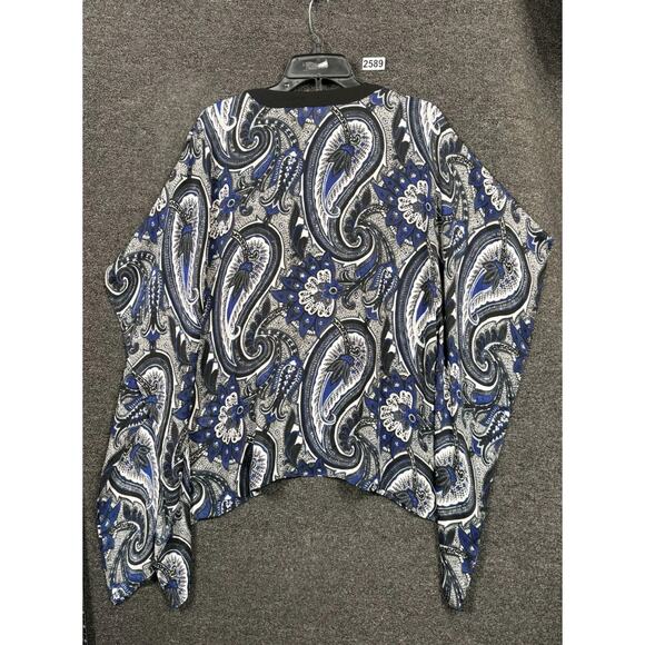 Michael Kors Blouse Paisley Kaftan Floaty Womens Size S/M Blue & White Top - Picture 2 of 9
